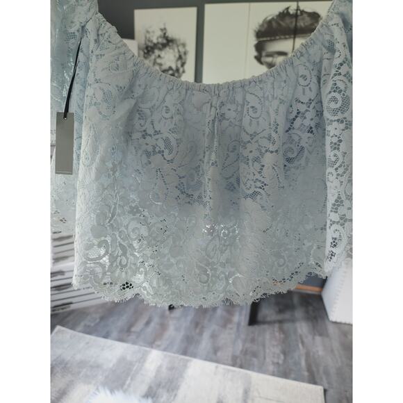 NEW LOVERS AND FRIENDS PACIFIC BLUE LACE OVERLAY CROP TOP - SMALL - Picture 11 of 11